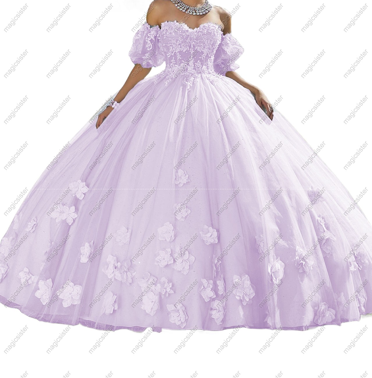 Factory Wholesale Elegant 3D Flower Quinceanera Dress