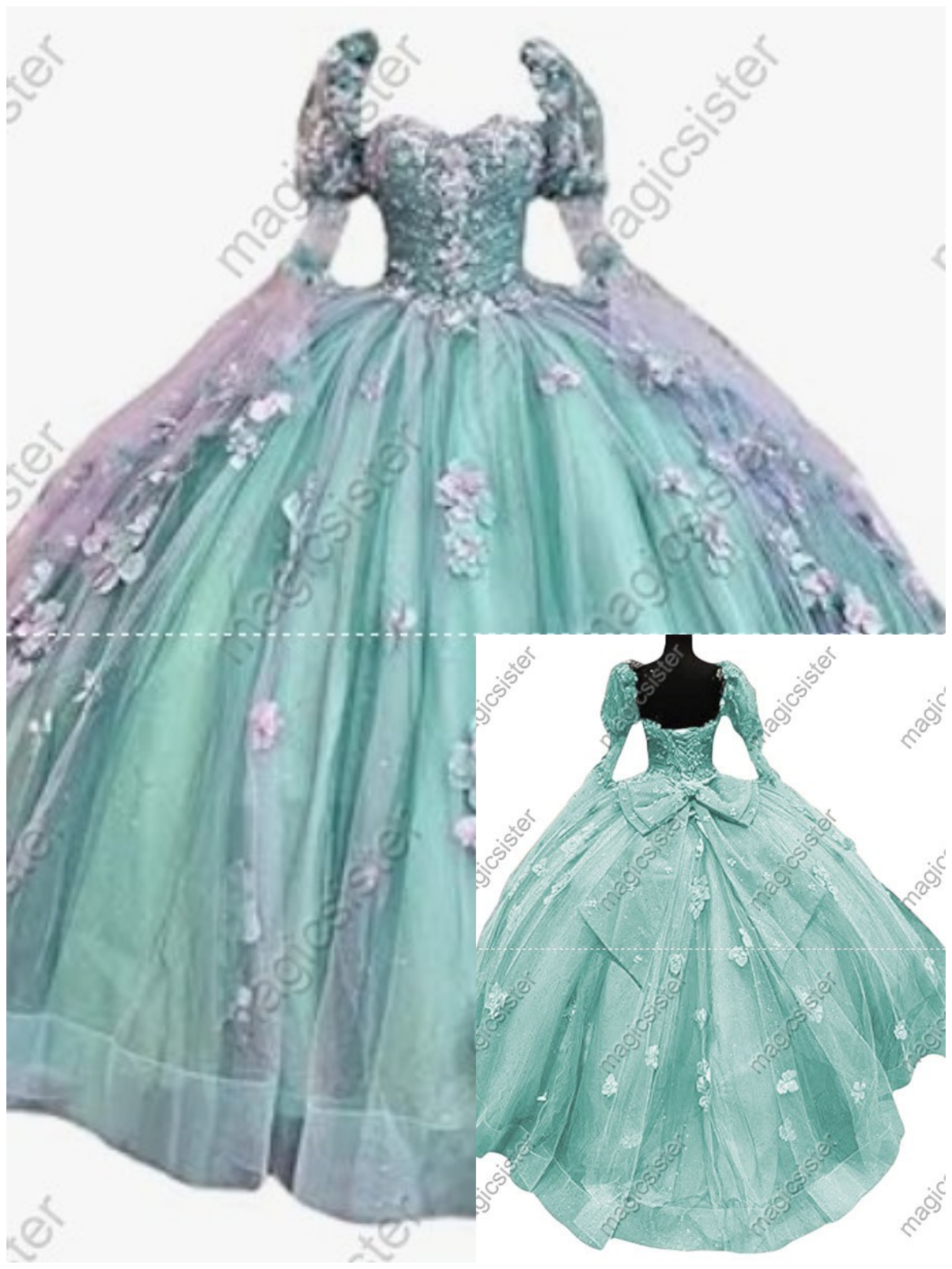 Factory Wholesale Elegant 3D Flower Quinceanera Dress