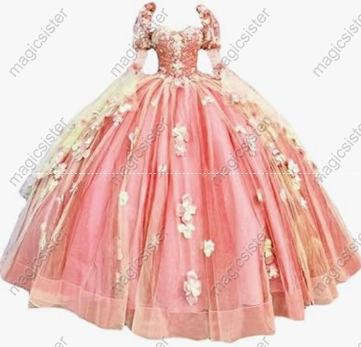 Factory Wholesale Elegant 3D Flower Quinceanera Dress