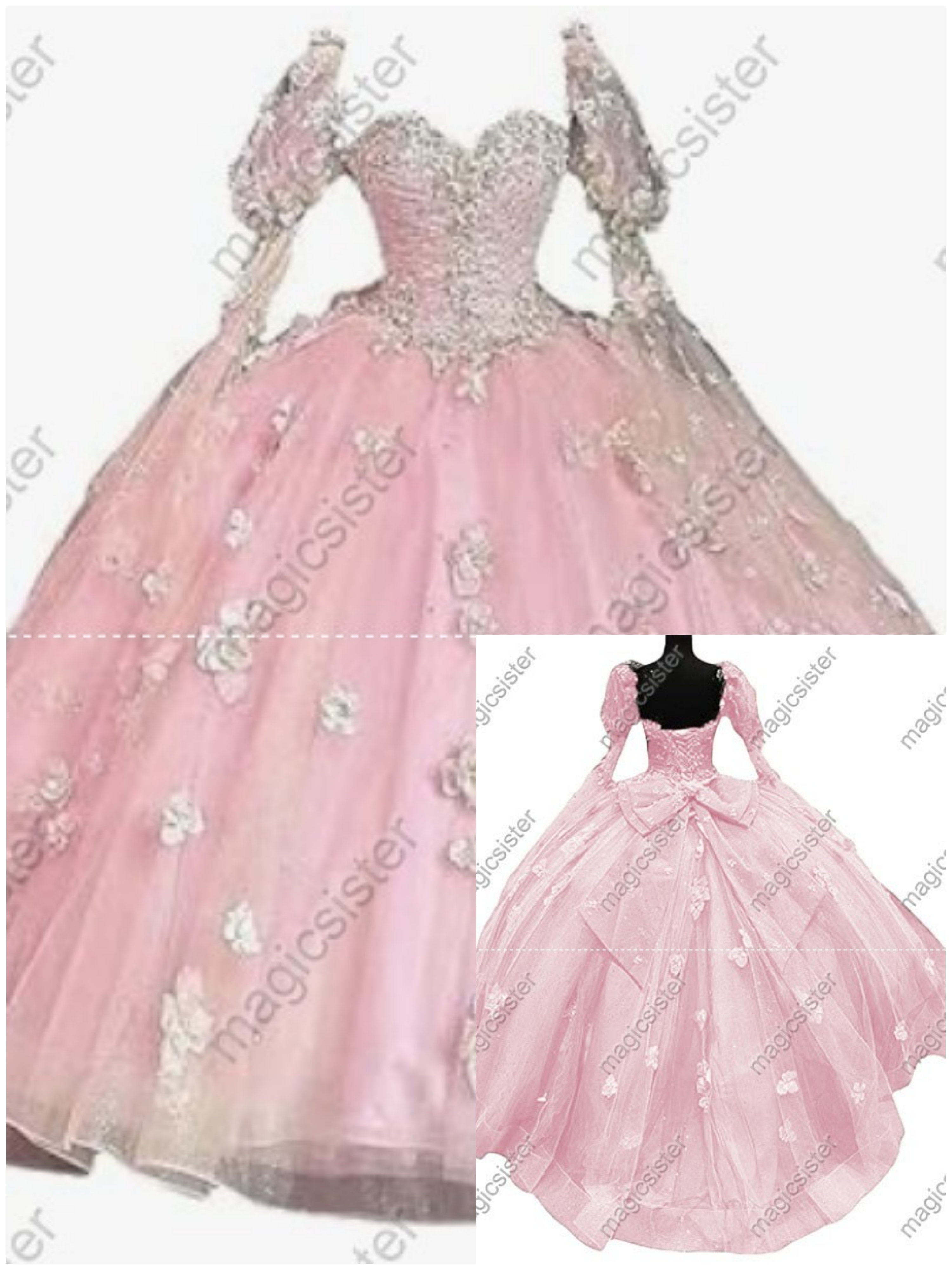 Blush Factory Wholesale Elegant 3D Flower Quinceanera Dress