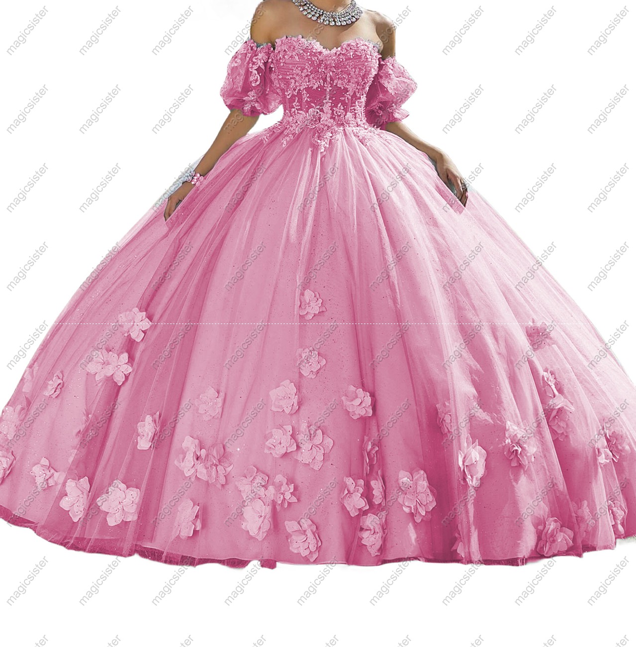 Factory Wholesale Elegant 3D Flower Quinceanera Dress