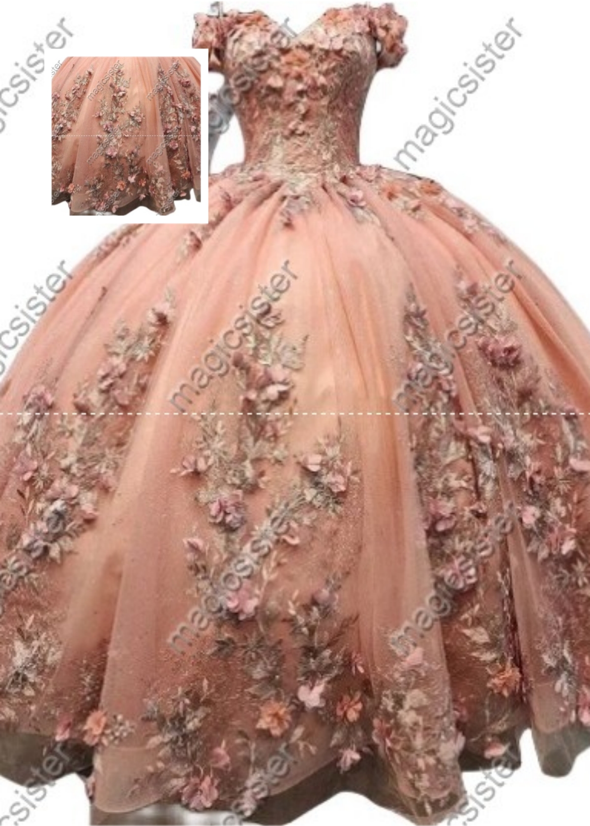 Blush Factory Wholesale Flower Lace Quinceanera Dress