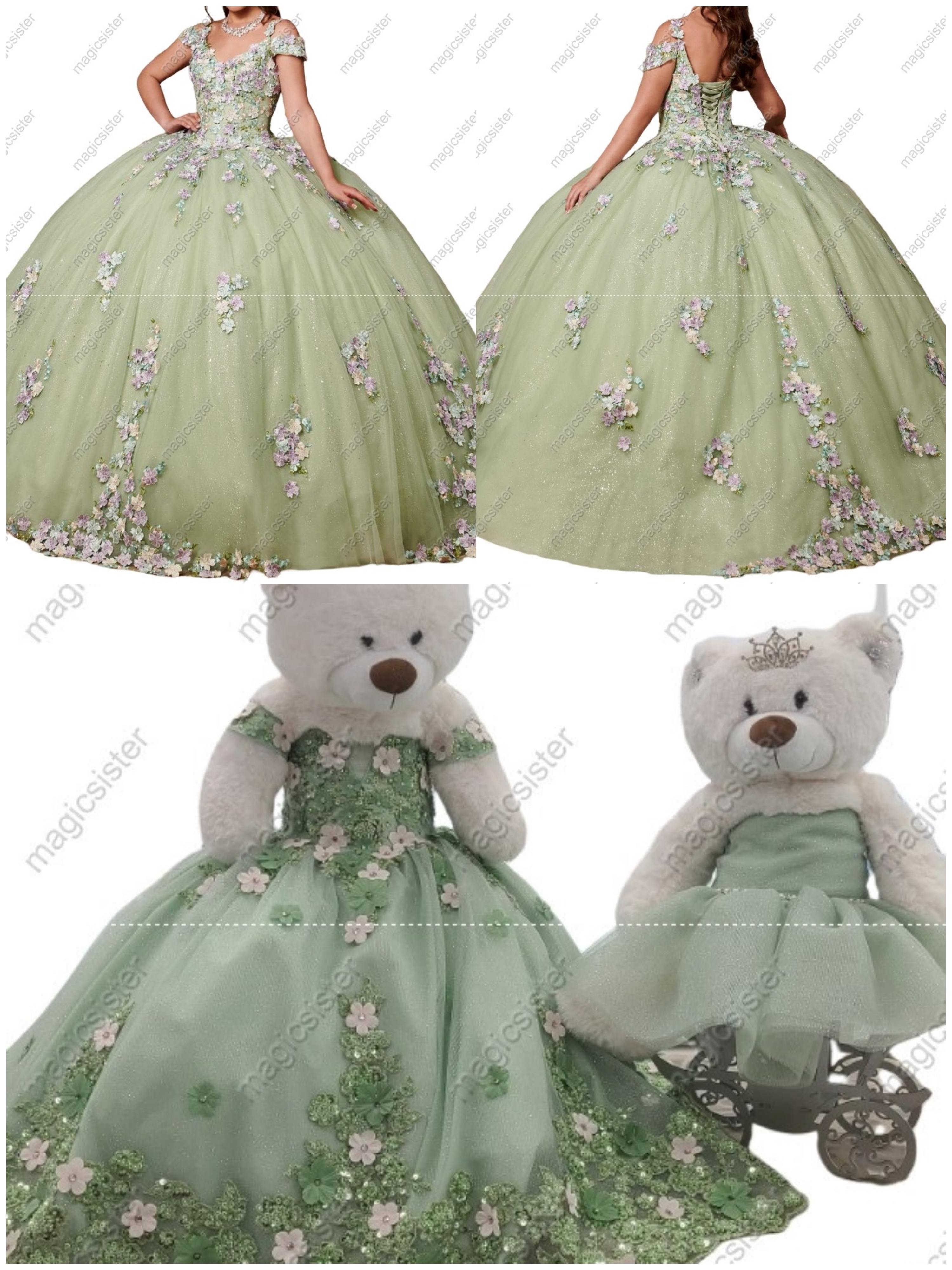 Sage Hotselling Matching Barbie and Bear Dress