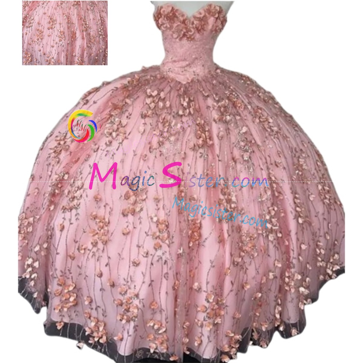 Blush Factory Wholesale Luxurious 3D Flowers Quinceanera dresses