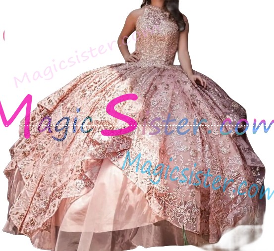 Blush Sparkly Instock Factory Wholesale Quinceanera Dress