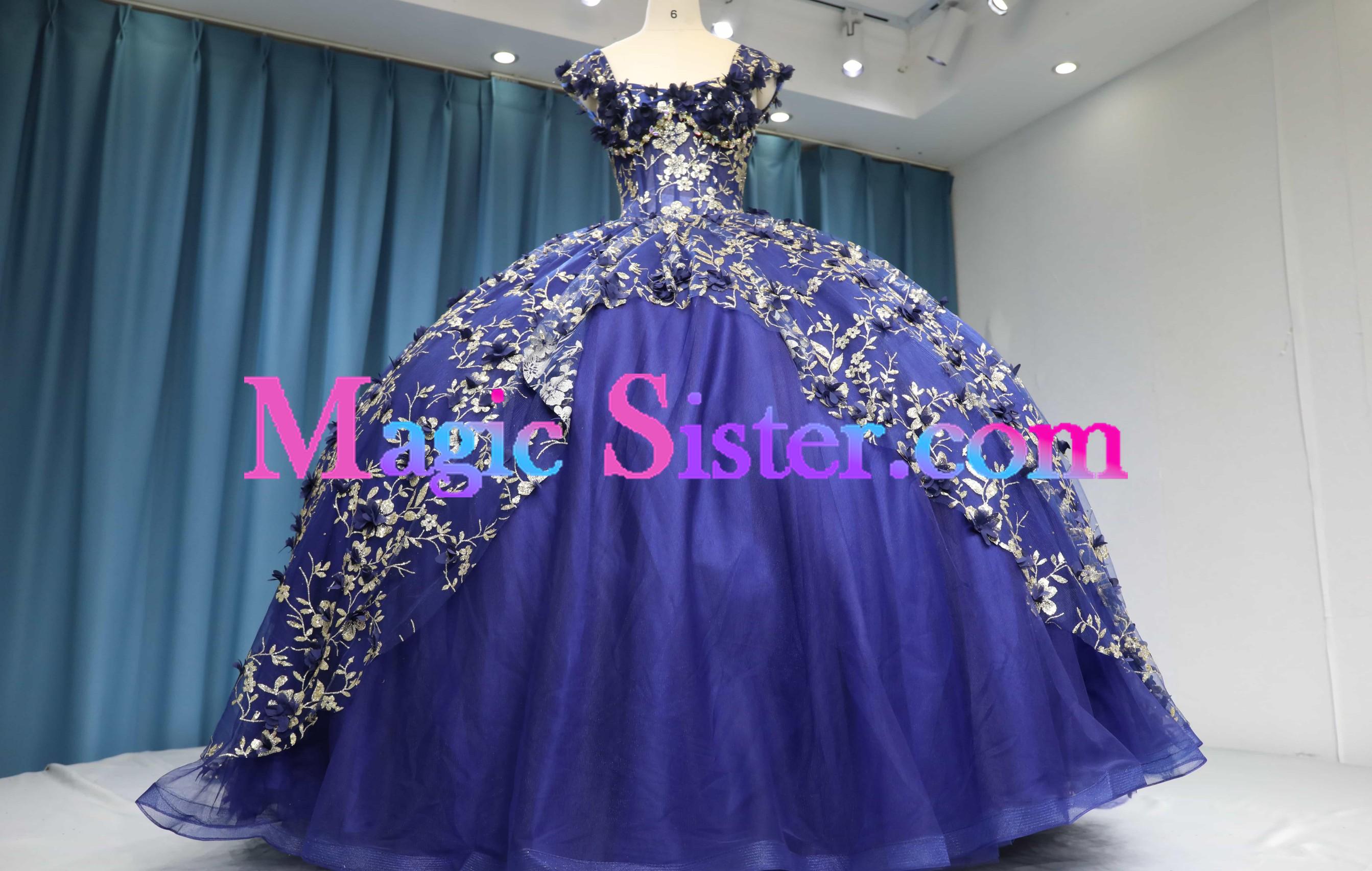 Iridescent Thick Glitter Tulle Quinceanera Dress