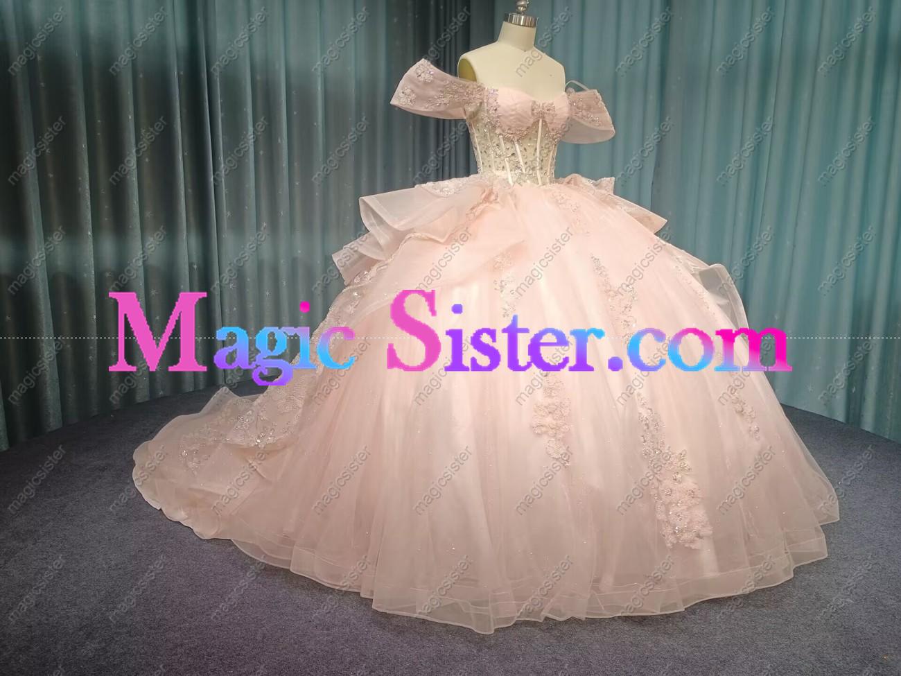 Iridescent Thick Glitter Tulle Quinceanera Dress