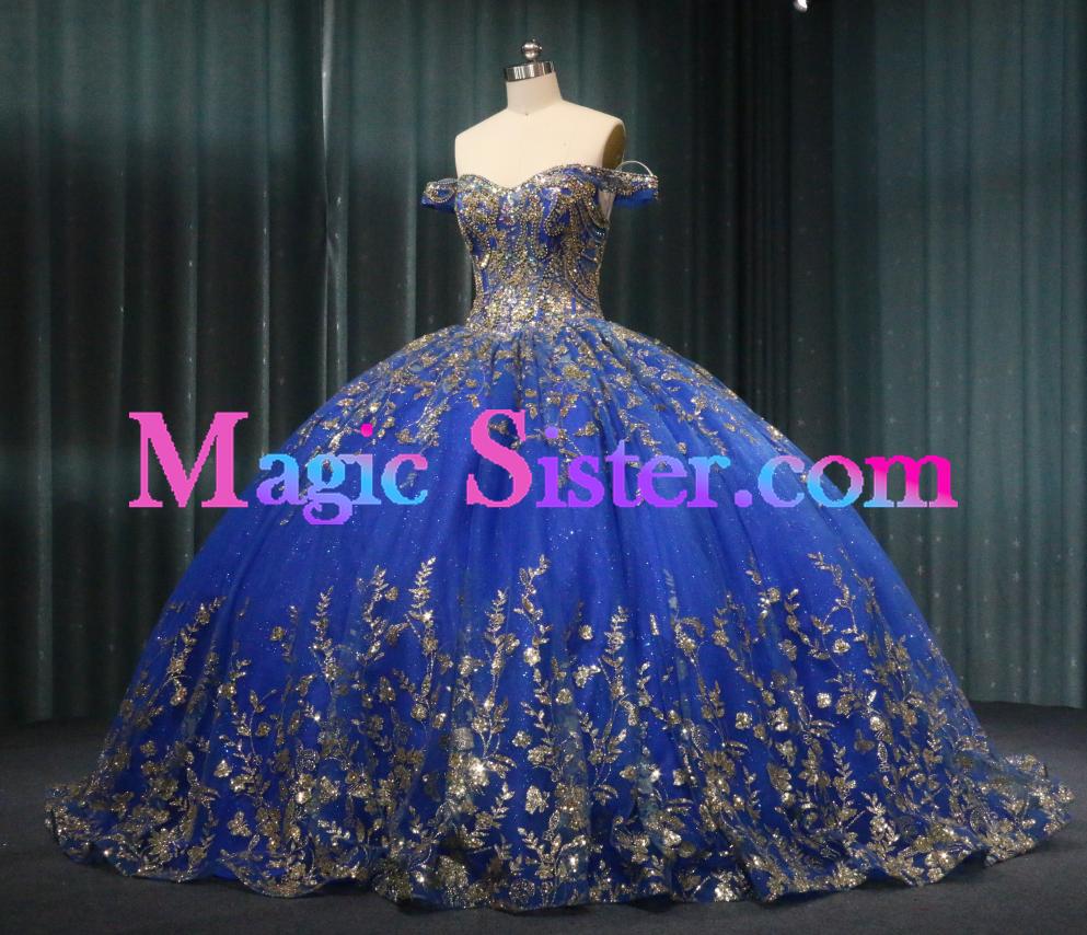 Iridescent Thick Glitter Tulle Quinceanera Dress