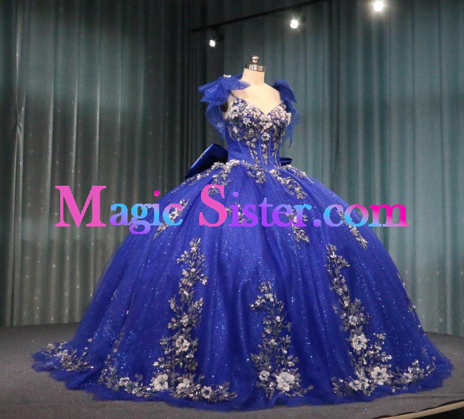 Iridescent Thick Glitter Tulle Quinceanera Dress