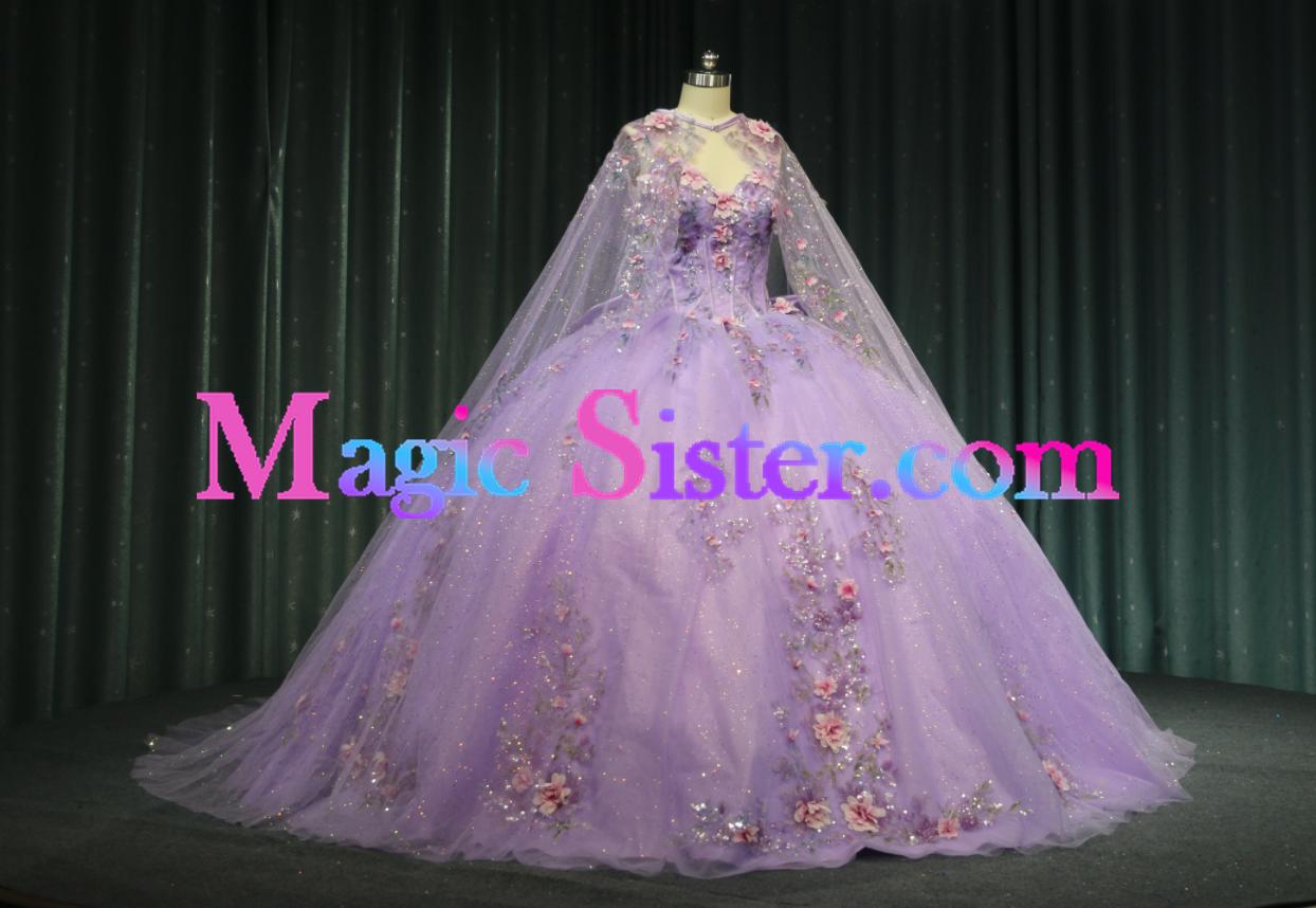 Iridescent Thick Glitter Tulle Quinceanera Dress