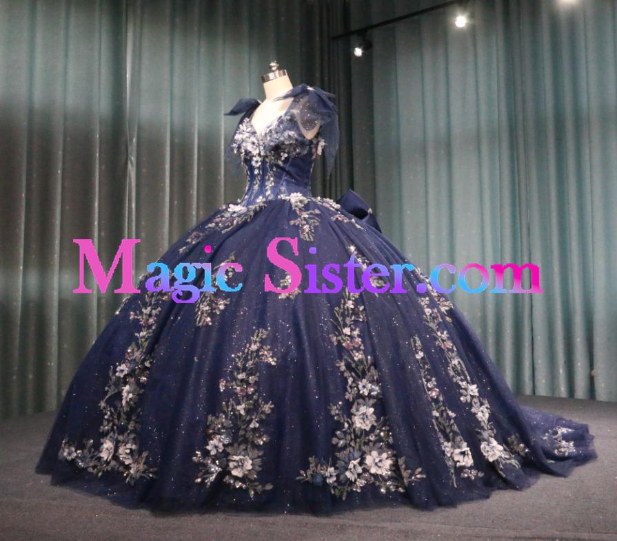 Iridescent Thick Glitter Tulle Quinceanera Dress