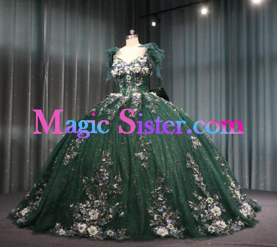 Iridescent Thick Glitter Tulle Quinceanera Dress