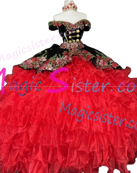 Beautiful Embroidery Charro Quinceanera Dress