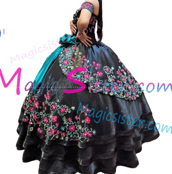 Beautiful Embroidery Charro Quinceanera Dress