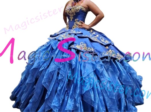 Beautiful Embroidery Charro Quinceanera Dress