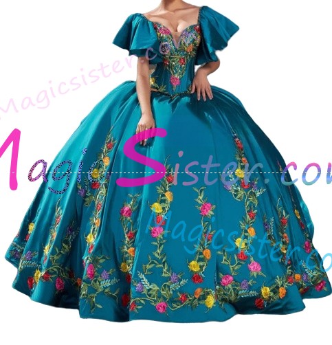 Hotselling Embroidery Charro Quinceanera Dress