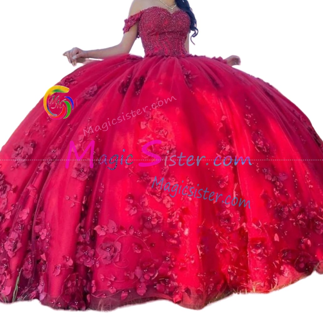 Red Luxurious Elegant Fashionable Quinceanera Dress