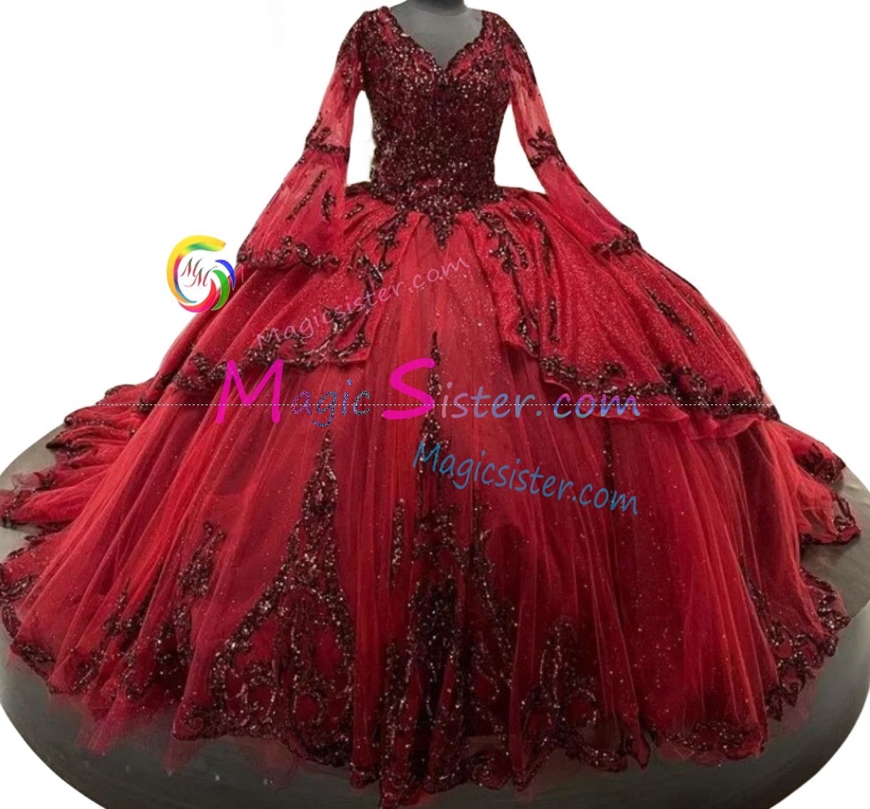 Red Luxurious Elegant Fashionable Quinceanera Dress