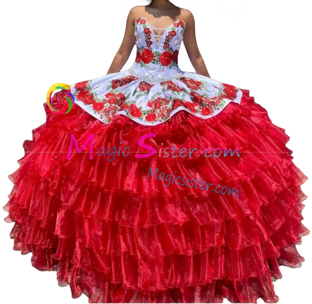 Red Luxurious Elegant Fashionable Quinceanera Dress