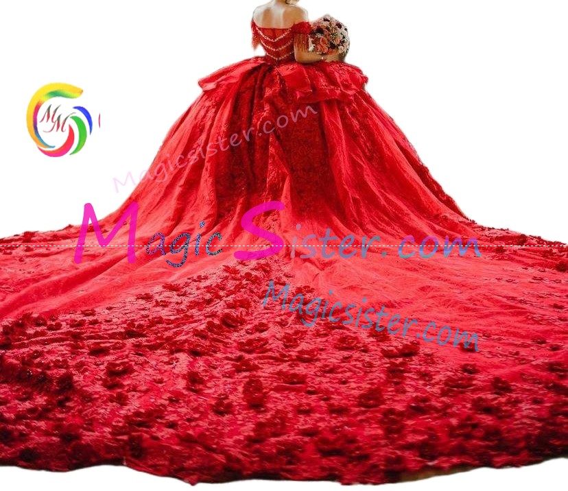 Red Luxurious Elegant Fashionable Quinceanera Dress