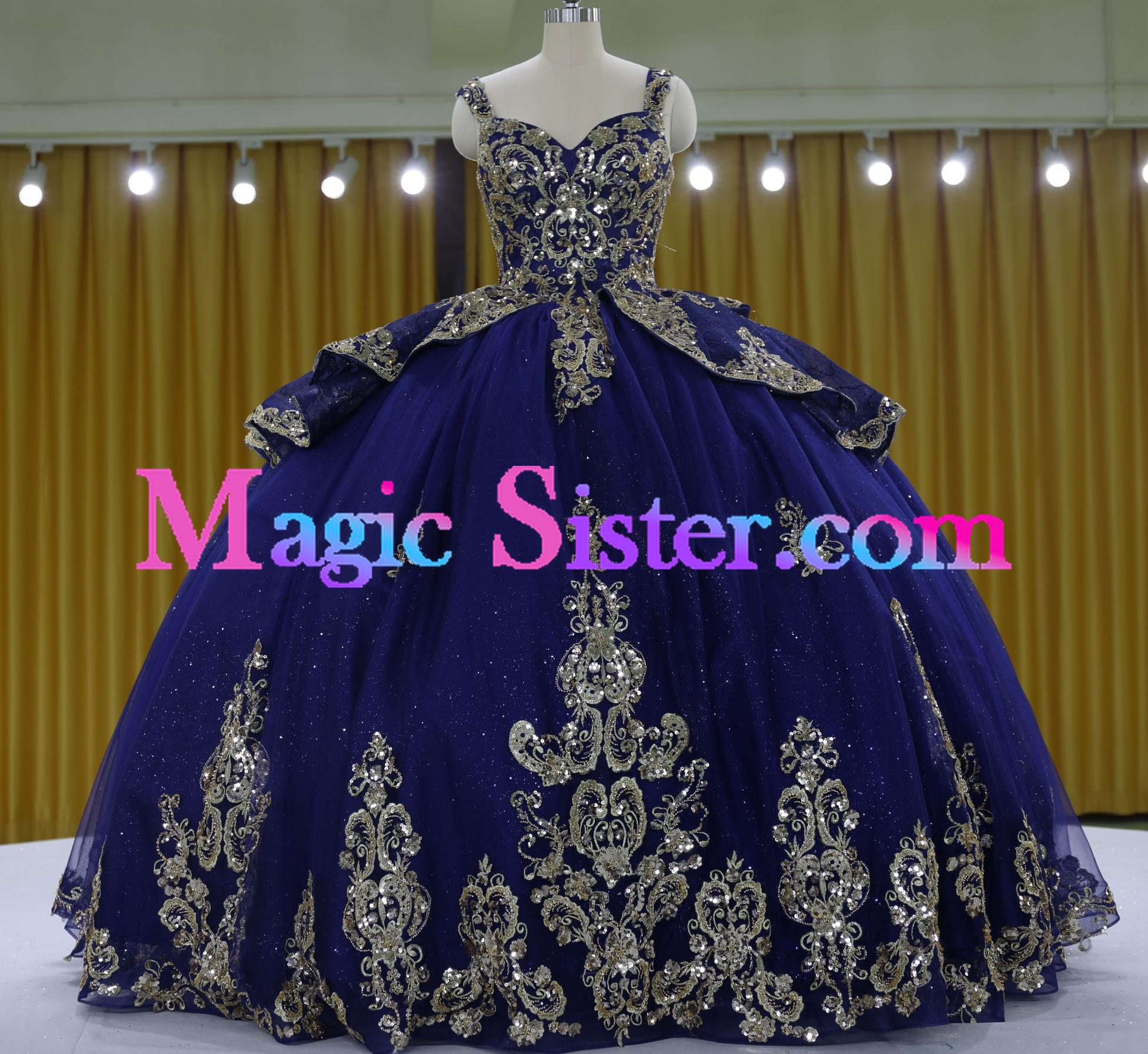 Iridescent Thick Glitter Tulle Quinceanera Dress