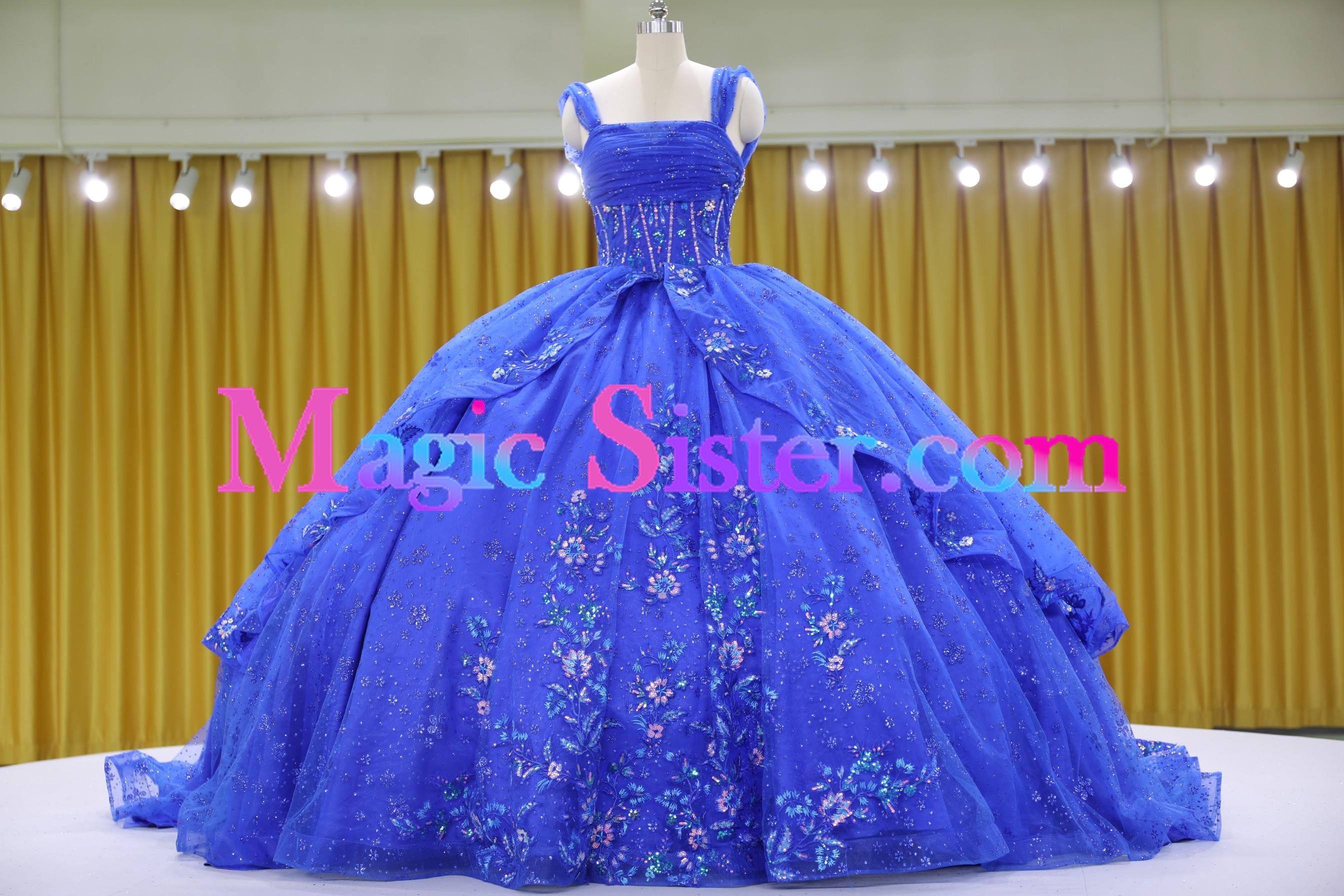 Iridescent Thick Glitter Tulle Quinceanera Dress