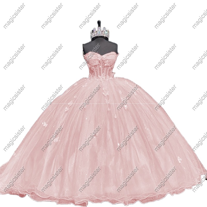 blush Topselling Factory Wholesale Princess Butterfly Quinceanera Dress