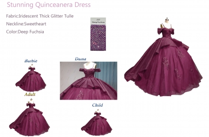 Iridescent Thick Glitter Tulle Quinceanera Dress