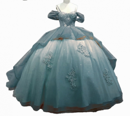 Iridescent Thick Glitter Tulle Quinceanera Dress