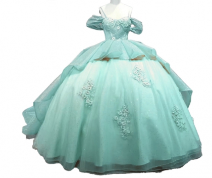 Iridescent Thick Glitter Tulle Quinceanera Dress