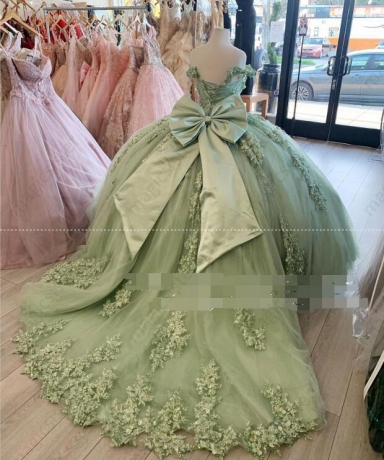 Top Selling Instock Sage 3D Flowers Quinceanera Dresses