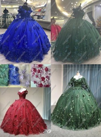 Instock Factory Wholesale 3D Flower Quninceanera Dress