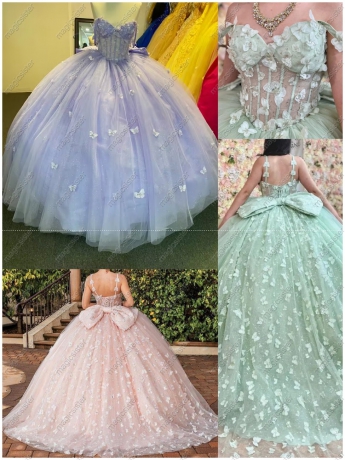 Instock Factory Wholesale Butterfly Quninceanera Dress