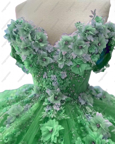 Beautiful Factory Wholesale 3D Flower Quinceanera Dress