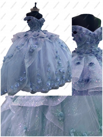 Beautiful Factory Wholesale 3D Flower Quinceanera Dress