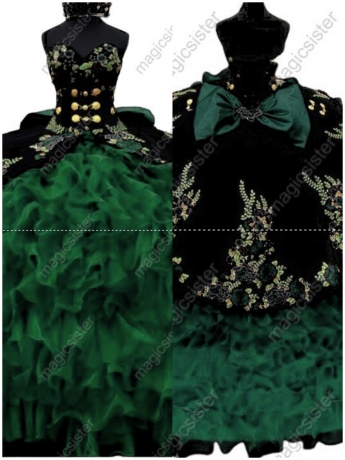 Emerald Green Hotselling Embroidery Charro Quinceanera Dress