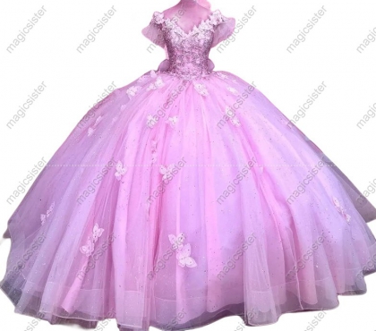 Factory Wholesale Butterfly Appliques Quinceanera Dress