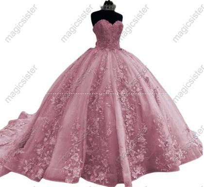 Blush Luxurious Factory Wholesale Floral Appliques Quinceanera Ball Gowns