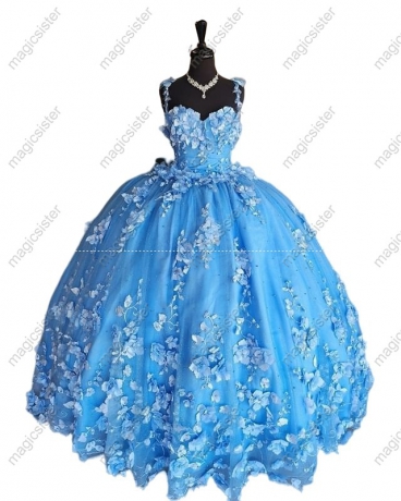Luxury 3D Floral Quinceanera Dress
