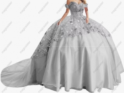 Instock Factory Glitter Fabric and 3D Flowers Quinceanera Dress