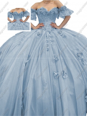 Factory Wholesale Elegant 3D Flower Quinceanera Dress