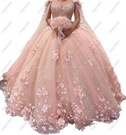 Blush Factory Wholesale 3D Flower Quinceanera Dress