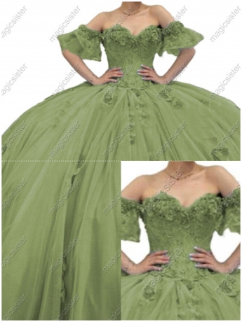 Wholesale Elegant 3D Flower Quinceanera Dress