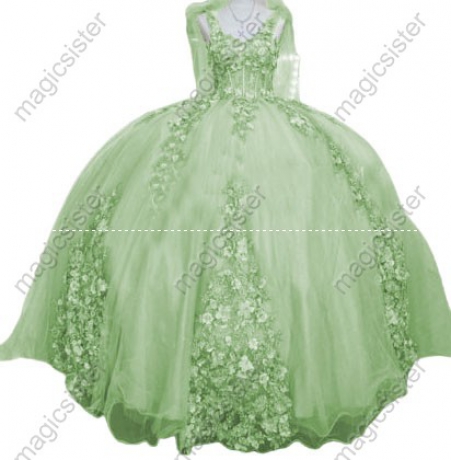 Sage Customized Factory Wholesale 3D Floral Quinceanera Dress