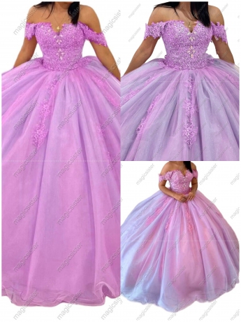 Blush Factory Wholesale Floral Appliques Ball Gown Quinceanera Dress