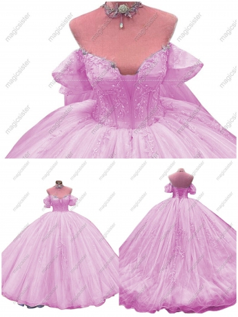 Blush Factory Wholesale Glitter Floral Appliques Quinceanera Dress