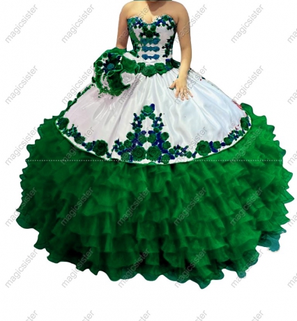 Factory Wholesale Hotselling Embroidery Charro Quinceanera Dress
