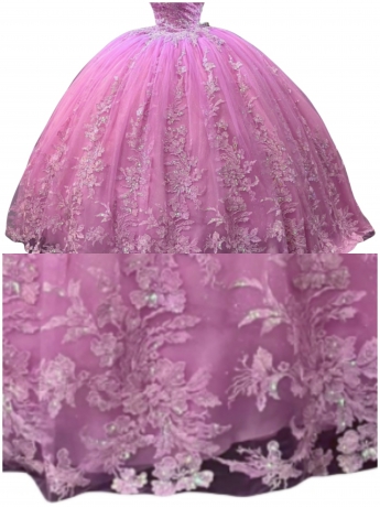 Blush Glitter Factory Wholesale Floral Appliques Quinceanera Dress