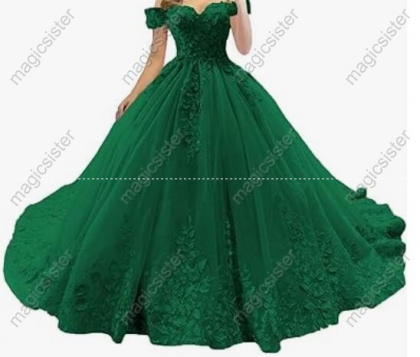 Emerald Green Beautiful luxury Hot Sale 3D Flower Lace Quinceanera Dress
