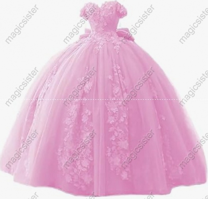 blush Factory Wholesale 3D Pearls Embroidered Floral Quinceanera Dress